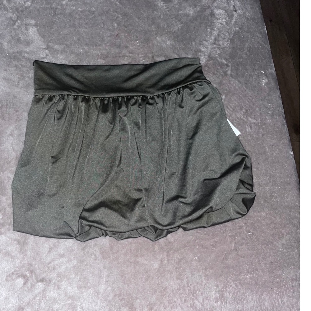 Kali Fashions Olive Green Bubble‎ Hem Mini Skirt Small